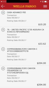 wells fargo app additional posted charges from compassbank